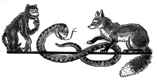Обезьяна, лиса и змея